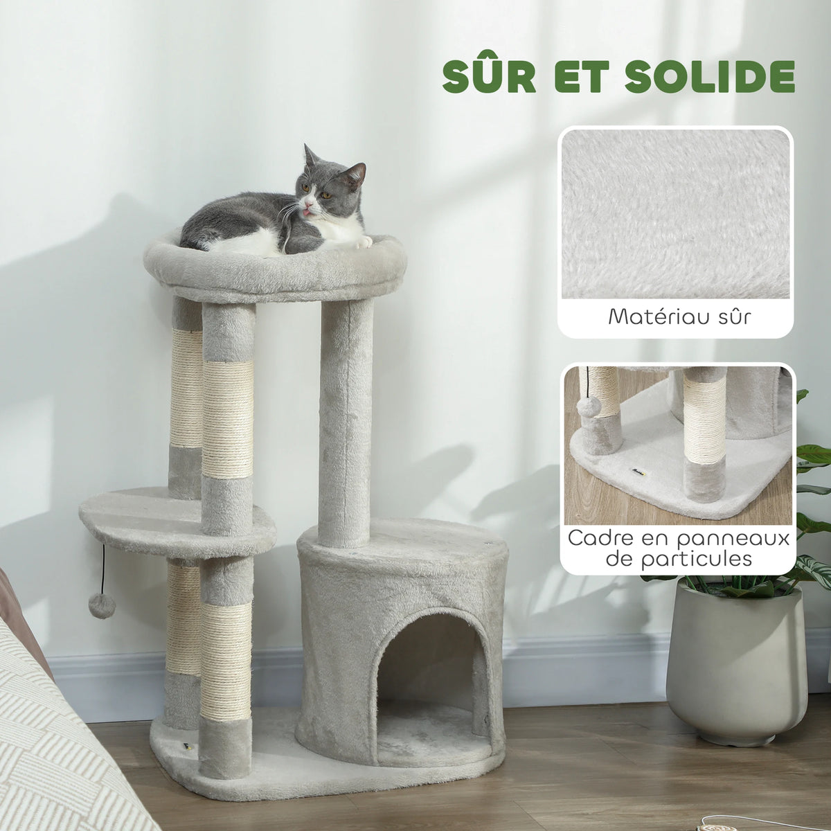 Arbre à chat Saule, panneaux de particules et matériau doux — photo du fabricant