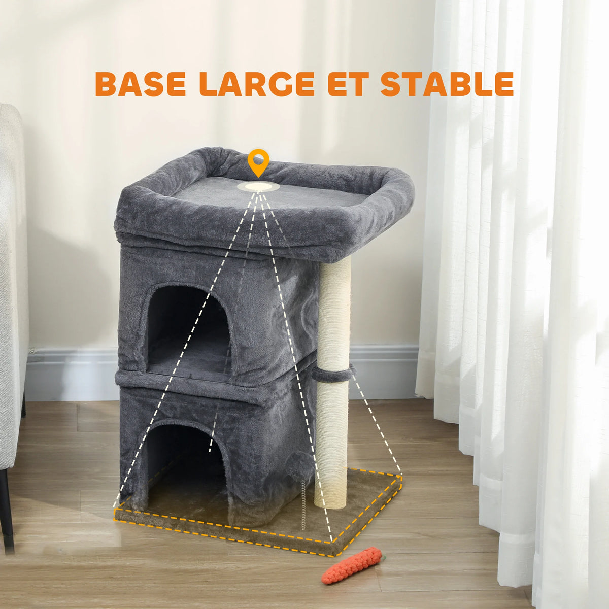 Base large et stable de l'arbre à chat Peuplier — photo du fabricant