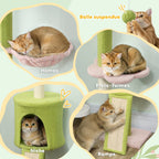 Arbre à chat Fleur — niche, hamac, rampe