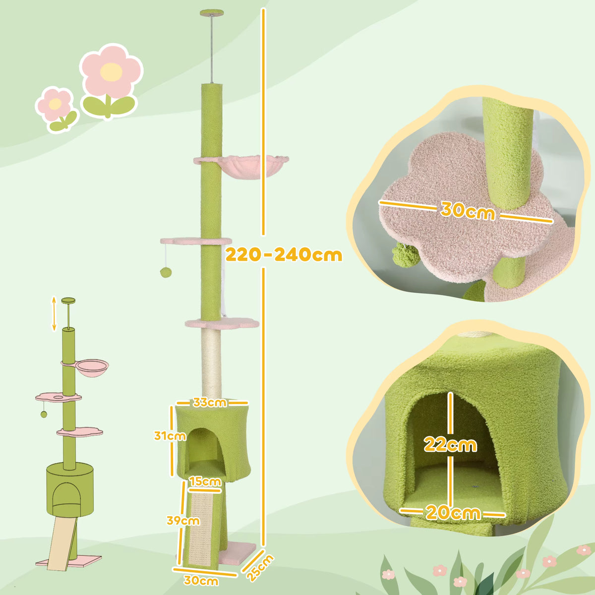 Arbre à chat Fleur — cotes du fabricant