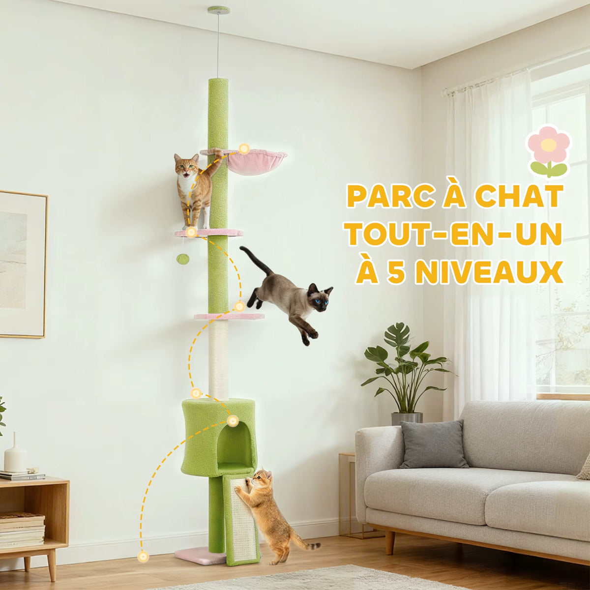 Arbre à chat Fleur — 5 niveaux