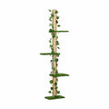 Arbre à chat sol-plafond Lierre, 202 à 242 cm, poteau en jute habillé de lierre artificiel, plateformes gazon — photo produit sur fond blanc