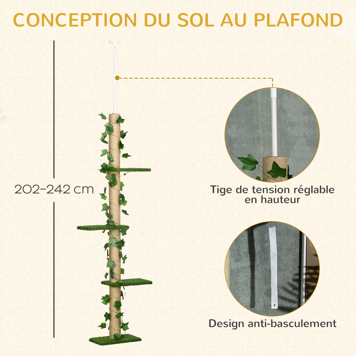 Arbre à chat Lierre — conception sol-plafond