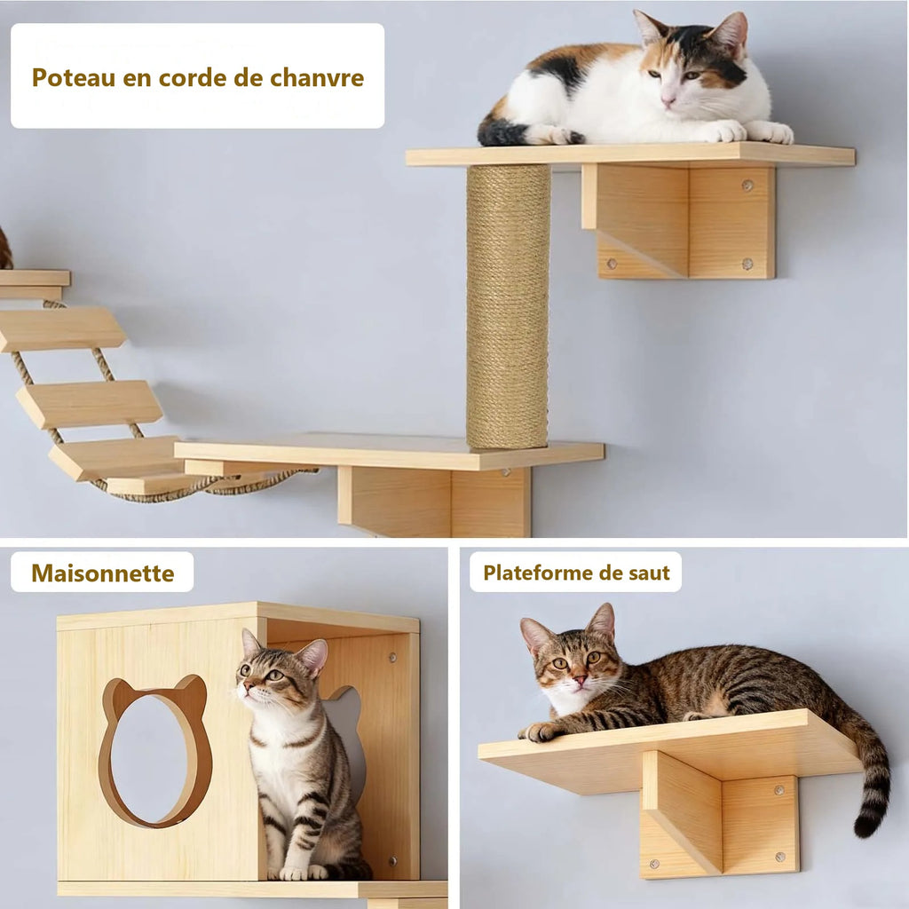 Poteau gainé de corde de chanvre, maisonnette ouverte et grande plateforme — visuel du fournisseur