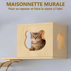 Chat dans la maisonnette murale en pin — visuel du fournisseur