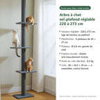 Arbre à chat Nimbus — Arbre à chat sol-plafond réglable 228 à 273 cm