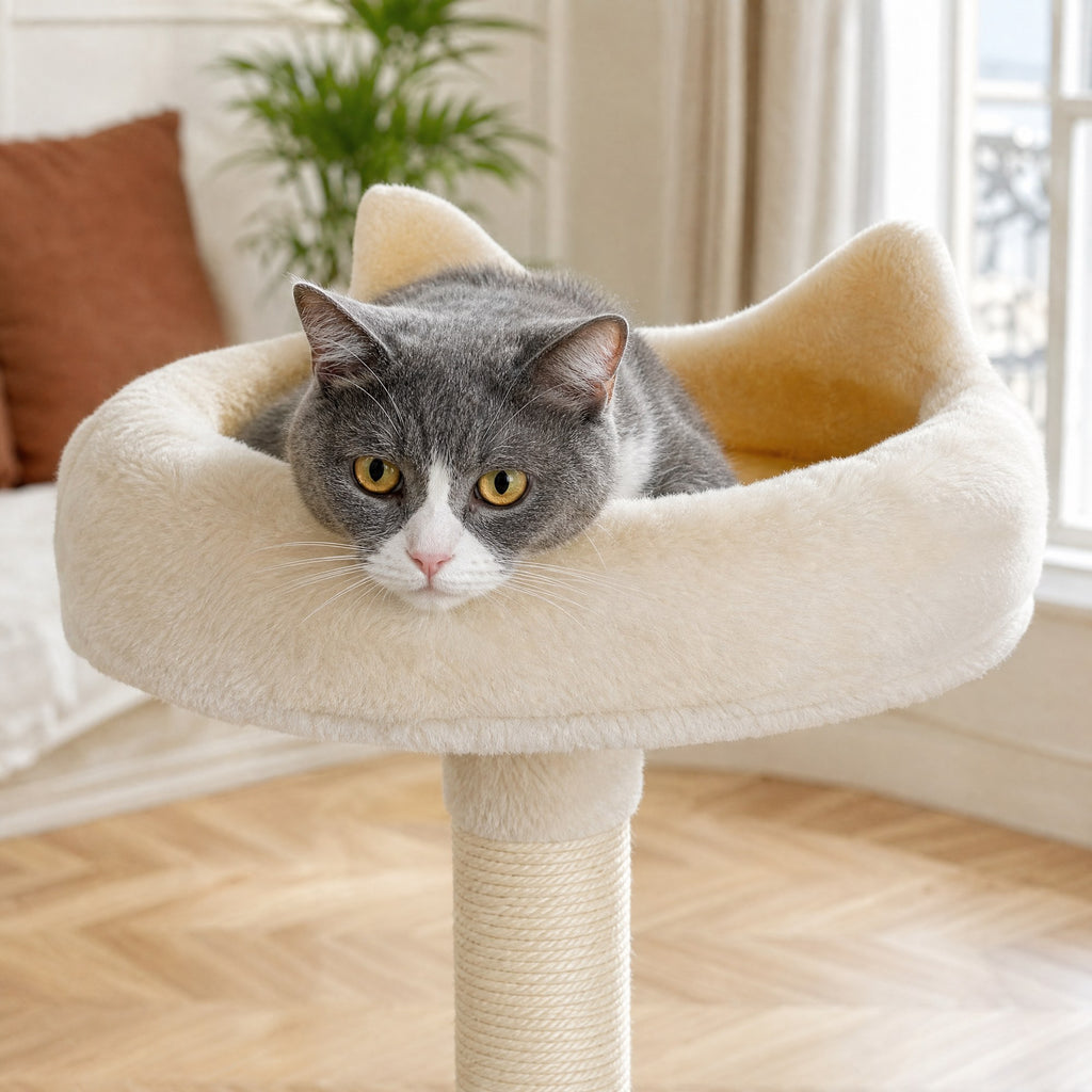 Gros plan sur les matières du petit arbre à chat Mimosa — mise en situation
